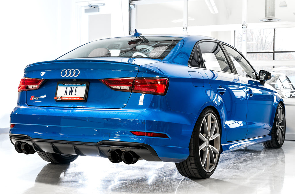 AWE Tuning AWE SwitchPathâ„¢ Exhaust for Audi 8V S3 - Diamond Black Tips, 102mm - 3025-43072