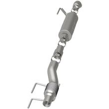 Load image into Gallery viewer, MagnaFlow Cat-Back, SS, 2.5/3in, Turn Down In Front Rear Tire 2015 Ford F150 2.7L V6T Ext Cab (19056)