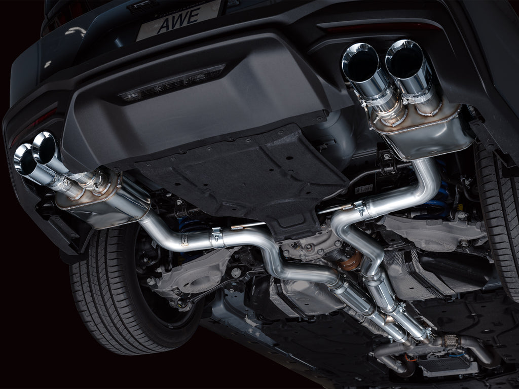 AWE Tuning AWE SwitchPathâ„¢ Exhaust for S650 Mustang GT Coupe - Quad Chrome Silver Tips - 3025-42650