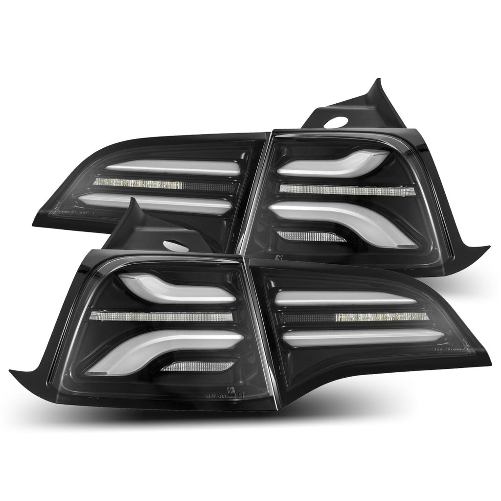 20-24 Tesla Model Y / 22-23 Model 3 (With Stock Amber Turn Signal) PRO-Series LED Tail Lights Jet Black