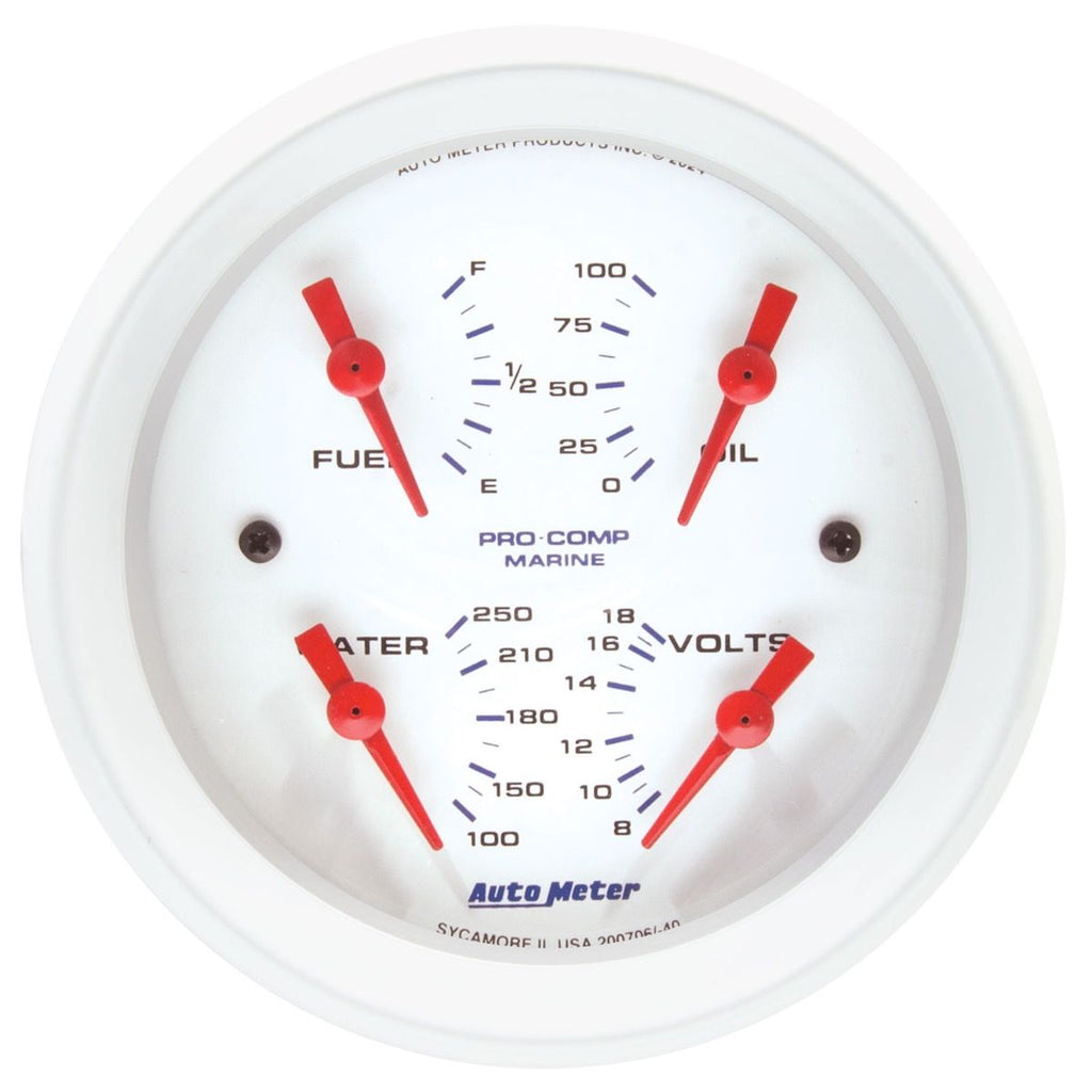 AutoMeter Marine White 3-3/8in Gauge - 100PSI (200706)
