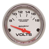 AutoMeter Marine Chrome Ultra-Lite 2-1/16in 18V Electric Voltmeter Gauge (200756-35)