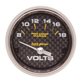 AutoMeter Marine Carbon Fiber 2-1/16in 18V Electric Voltmeter Gauge (200756-40)