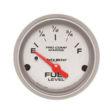 AutoMeter Marine Silver Ultra-Lite 2-1/16in Electric Fuel Level Gauge (200760-33)