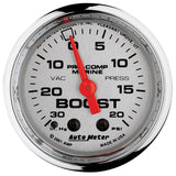 AutoMeter Marine Chrome Ultra-Lite 2-1/16in 0-30 HG / 0-20 PSI Vacuum / Boost Gauge (200774-35)