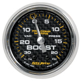 AutoMeter Marine Carbon Fiber 2-1/16in 30INHG/20PSI Mechanical Vacuum/Boost Gauge (200774-40)