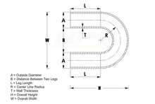 Load image into Gallery viewer, HPS Performance Aluminum Elbow Tubing 180 Degree, 1-1/2&quot; OD, 1-3/4&quot; CLR, 6&quot; Legs Mill Finish (AT180-150-CLR-175)