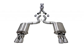 Corsa Performance 3.0 Inch Valved Cat-Back Sport To Extreme Dual Exhaust Polished 4.0 Inch Quad Tips 18-Present Mustang GT Fastback Active Valves 5.0L V8 Stainless Steel (21001)