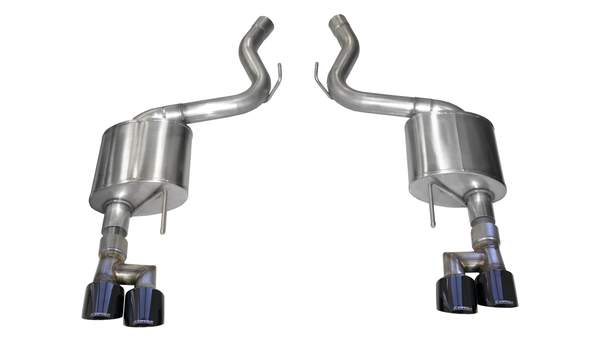 Corsa Performance Mustang Axle-Back Exhaust System 18-19 Ford Mustang GT 5.0L V8 Black Tips 3.0 Inch W/Twin 4.0 Inch Tips Sport Sound Level (21039BLK)