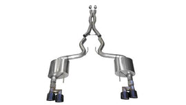 Corsa Performance 2018-2021 Ford Mustang 3.0 Inch Cat-Back Exhaust System Black Twin 4.0 Inch Tips Xtreme Sound Level (21040BLK)