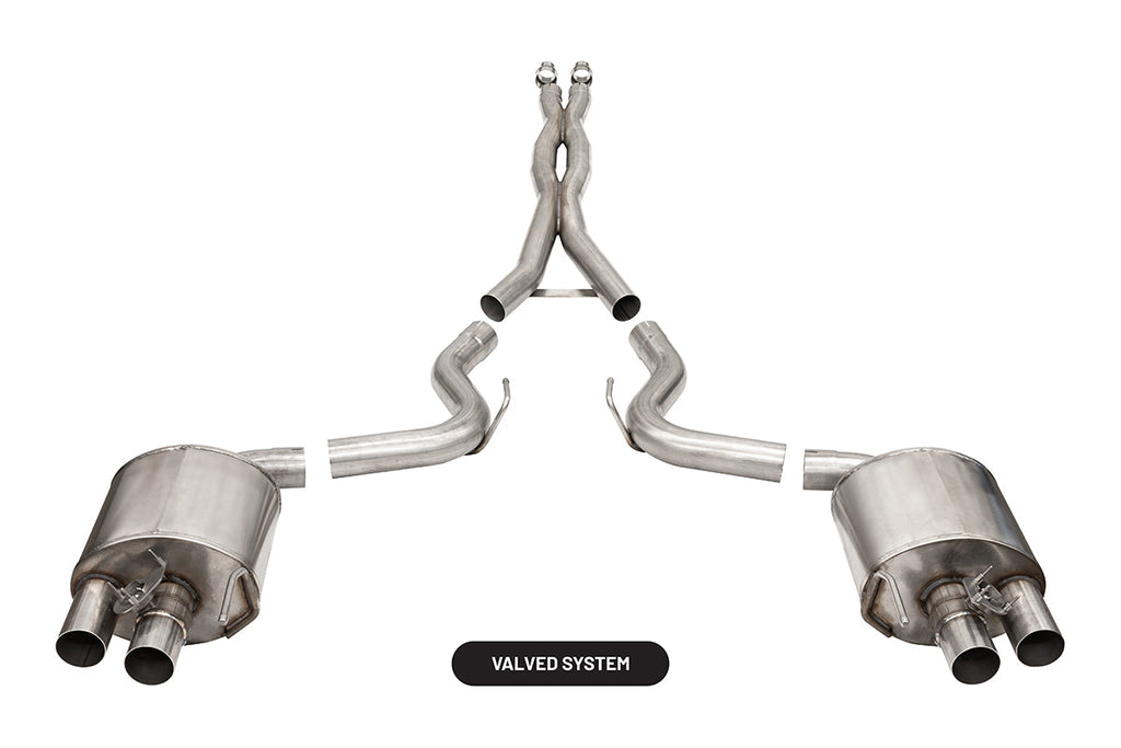 Corsa Performance 3.0 Inch 304 Stainless Steel Exhaust Dual Rear Exit Exhaust System with Active Valves 15-20 Ford Mustang (21096)