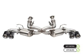 Corsa Performance 3.0 Inch Cat-Back 4 Valve Dual Rear Exit NPP Exhaust System with Carbon Fiber and Polished Flat Cut Tips 20-25 Chevrolet Corvette (21100CF)
