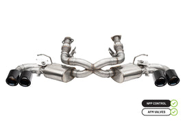 Corsa Performance 3.0 Inch Cat-Back 4 Valve Dual Rear Exit NPP Exhaust System with Carbon Fiber and Black PVD Flat Cut Tips 20-25 Chevrolet Corvette (21100CFBLK)