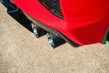 Load image into Gallery viewer, Corsa Performance 3.0 Inch Cat-Back 4 Valve Dual Rear Exit NPP Exhaust System with Carbon Fiber and Black PVD Flat Cut Tips 20-25 Chevrolet Corvette (21100CFBLK)