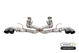 Corsa Performance 3.0 Inch Muffler Delete Cat-Back Exhaust System with AFM Valve and 4.5 Inch Black PVD Pro-Series Tips 20-25 Chevrolet Corvette C8 (21102BLK)