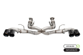 Corsa Performance 3.0 Inch Muffler Delete Cat-Back Exhaust System with AFM Valve with 4.5 Inch Carbon Fiber and Black PVD Flat Cut Tips 20-25 Chevrolet Corvette C8 (21102CFBLK)
