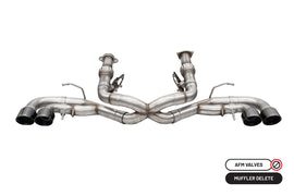 Corsa Performance 3.0 Inch Track Series Cat-Back Muffler Delete Exhaust System with 4.5 Inch Black PVD Pro-Series Tips 20-25 Chevrolet Corvette C8 (21104BLK)