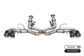 Corsa Performance 3.0 Inch Track Series Cat-Back Muffler Delete Exhaust System with 4.5 Inch Carbon Fiber and Polished Flat Cut Tips 20-25 Chevrolet Corvette C8 (21104CF)