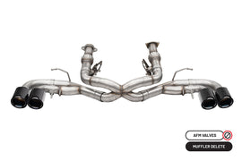 Corsa Performance 3.0 Inch Track Series Cat-Back Muffler Delete Exhaust System with 4.5 Inch Carbon Fiber and Black PVD Flat Cut Tips 20-25 Chevrolet Corvette C8 (21104CFBLK)