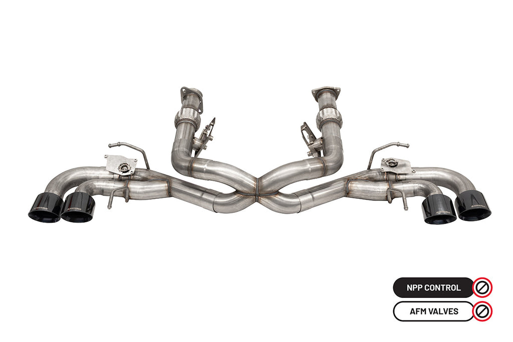 Corsa Performance 3.0 Inch Muffler Delete Cat-Back Exhaust System with NPP Sound control and 4.5 Inch Pro-Series Black Tips 20-25 Chevrolet Corvette C8 (21105BLK)