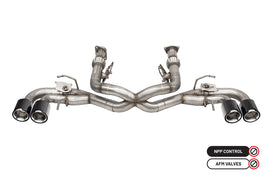 Corsa Performance 3.0 Inch Muffler Delete Cat-Back Exhaust System with NPP Sound control with 4.5 Inch Carbon Fiber and Polished Flat Cut Tips 20-25 Chevrolet Corvette C8 (21105CF)