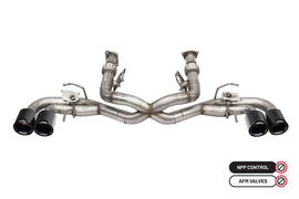 Corsa Performance 3.0 Inch Muffler Delete Cat-Back Exhaust System with NPP Sound control with 4.5 Inch Carbon Fiber Black PVD Flat Cut Tips 20-25 Chevrolet Corvette C8 (21105CFBLK)