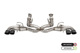 Corsa Performance 3.0 Inch Muffler Delete 4 Valve Cat-Back Exhaust System with NPP Sound control and 4.5 Inch Pro-Series Black Tips 20-25 Chevrolet Corvette C8 (21106BLK)