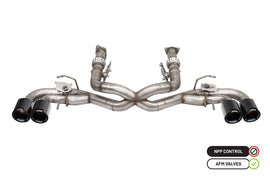 Corsa Performance 3.0 Inch Muffler Delete 4 Valve Cat-Back Exhaust System with NPP Sound control with 4.5 Inch Carbon Fiber Black PVD Flat Cut Tips 20-25 Chevrolet Corvette C8 (21106CFBLK)