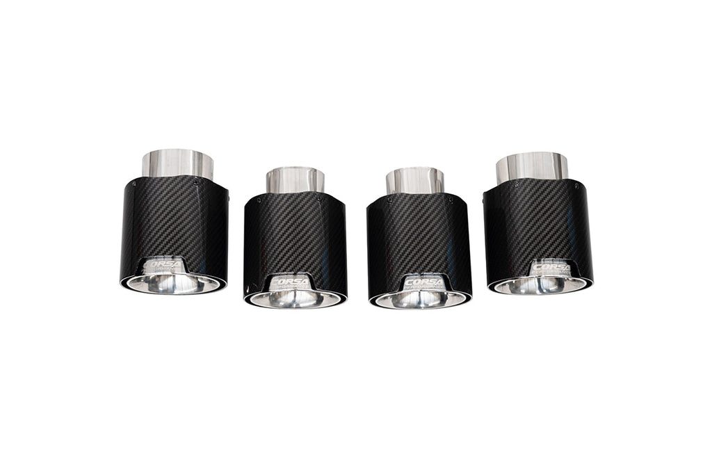 Corsa Performance C8 Corvette 4.5 Inch Carbon Fiber Polished Exhaust Tip Kit (4 Tips) 20-25 Chevrolet Corvette C8 (21109CF)