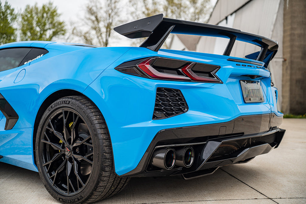 Corsa Performance C8 Corvette 4.5 Inch Carbon Fiber Polished Exhaust Tip Kit (4 Tips) 20-25 Chevrolet Corvette C8 (21109CF)