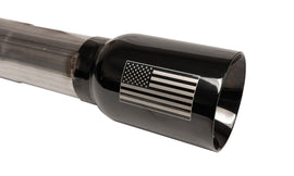 Corsa Performance 2.75 Inch Cat-Back Dual Rear Exit with Single 4.0 Inch Flat Cut Black Tips with USA Flag Etch 18-25 Jeep Wrangler JLU 118.4 Inch Wheel Base (21124BLKUSA)