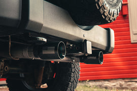 Corsa Performance 2.75 Inch Cat-Back Dual Rear Exit with Single 4.0 Inch Polished Flat Cut Tips with USA Flag Etch 18-25 Jeep Wrangler JLU 118.4 Inch Wheel Base (21124USA)