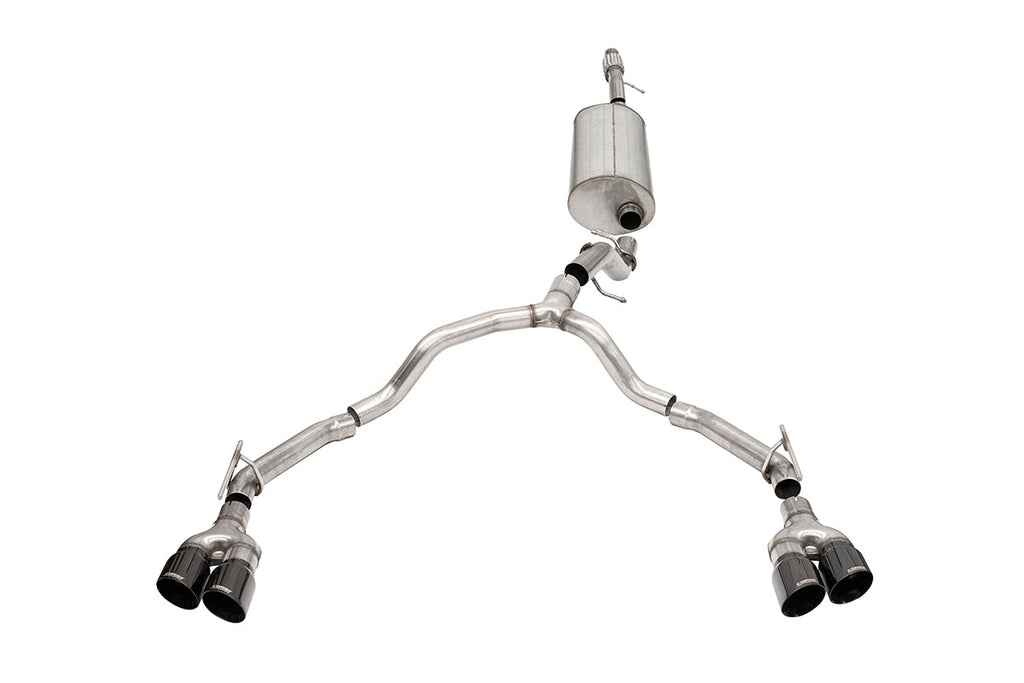 Corsa Performance 3.0 Inch to 2.75 Inch Dual Rear Exit Cat-Back Exhaust System with Twin 4.0 Inch Black Tips 21-25 Chevrolet Tahoe/GMC Yukon 120.9 Inch Wheel Base (21127BLK)