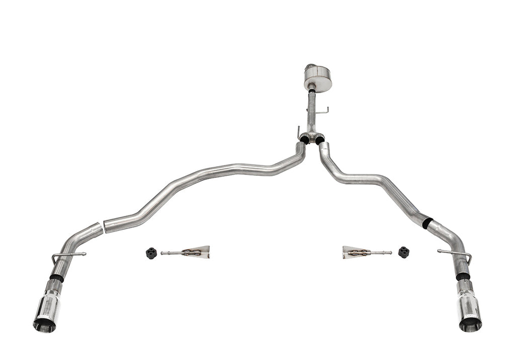 Corsa Performance 3.0 Inch Dual Rear Exit Catback Exhaust System with Flat Cut 4.0 Inch Dual Wall Tips 21-25 Ford F-150 122 Inch Wheel Base (21143)