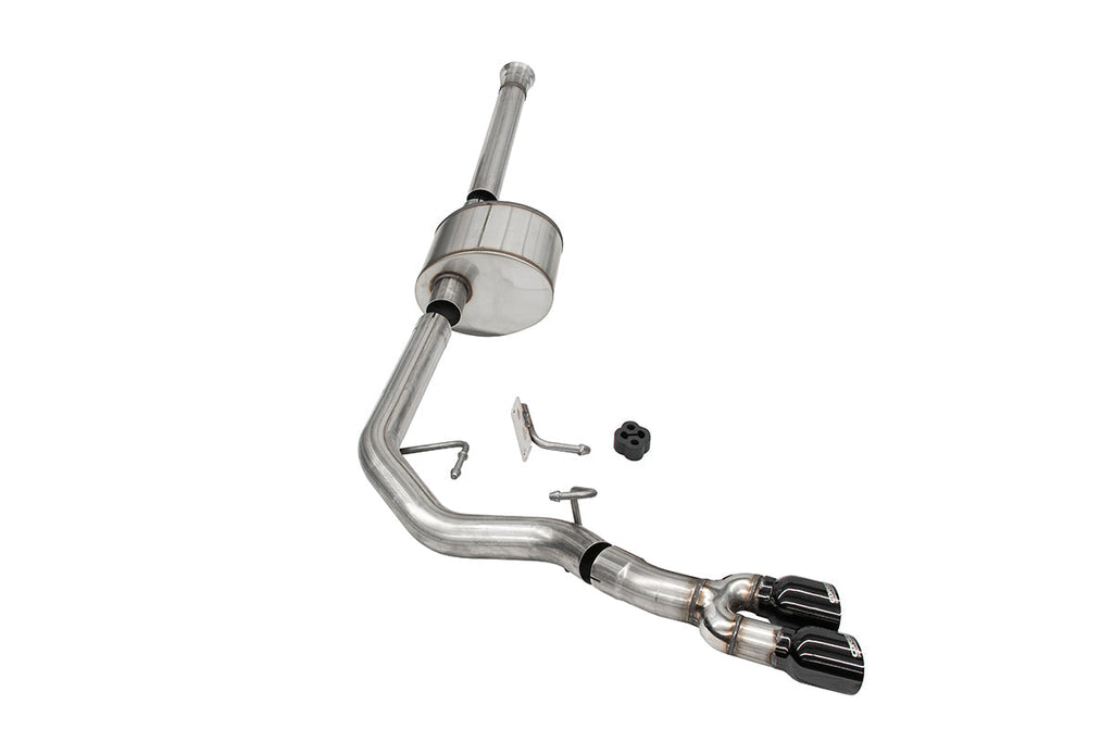 Corsa Performance 3.0 Inch Front of Tire Exit Catback Exhaust System with Twin 3.5 Inch Pro Series Black Tips Xtreme Sound Level 21-25 Ford F-150 157 Inch Wheel Base (21150BLK)