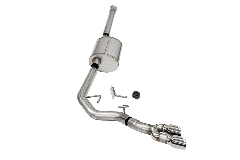 Corsa Performance 3.0 Inch Front of Tire Exit Catback Exhaust System with Twin 3.5 Inch Pro Series Tips Sport Sound Level 21-25 Ford F-150 157 Inch Wheel Base (21159)