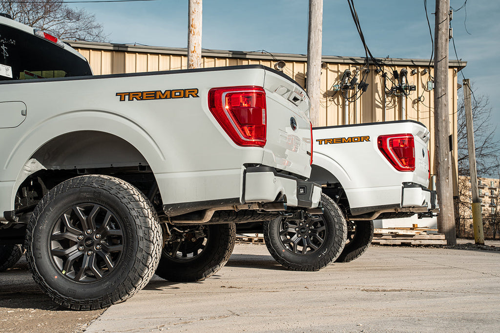 Corsa Performance 3.0 Inch to 2.75 Inch Dual Rear Exit Cat-back Exhaust System with 4.0 Inch Polished Straight Cut Tips Xtreme Sound Level 22-25 Ford F-150 Tremor 145 Inch Wheel Base (21183)