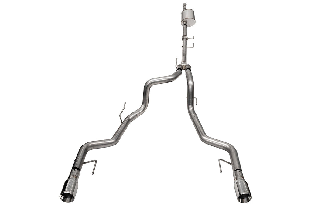 Corsa Performance 3.0 Inch to 2.75 Inch Dual Rear Exit Cat-back Exhaust System with 4.0 Inch Polished Straight Cut Tips 21-25 Ford F-150 Tremor 145 Inch Wheel Base (21185)