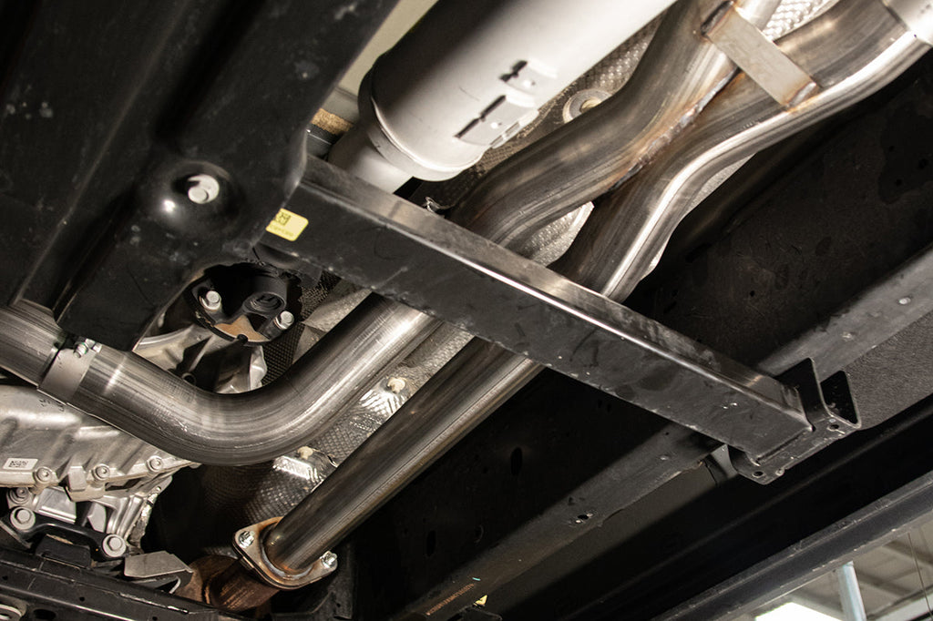 Corsa Performance 3.0 Inch True Dual Catback Exhaust System with Dual Rear Exit and Flat Cut 5.0 Inch Black Tips 21-24 Dodge RAM TRX 144.6 Inch Wheel Base (21189BPC)