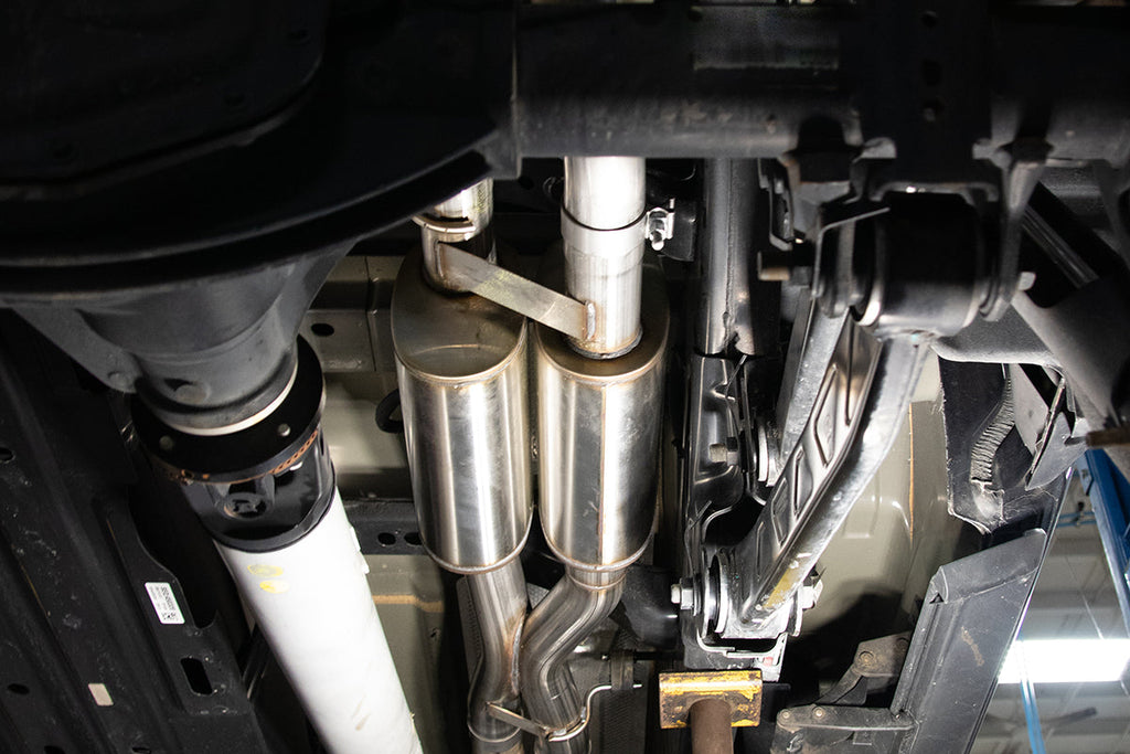 Corsa Performance 3.0 Inch True Dual Catback Exhaust System with Dual Rear Exit and Flat Cut 5.0 Inch Black Tips 21-24 Dodge RAM TRX 144.6 Inch Wheel Base (21189BPC)