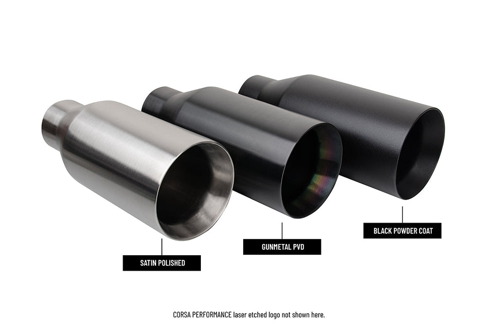 Corsa Performance 3.0 Inch Dual Rear Exit Catback Exhaust System with Flat Cut 5.0 Inch Dual Wall Gunmetal Tips 21-24 Dodge RAM TRX 144.6 Inch Wheel Base (21190GNM)