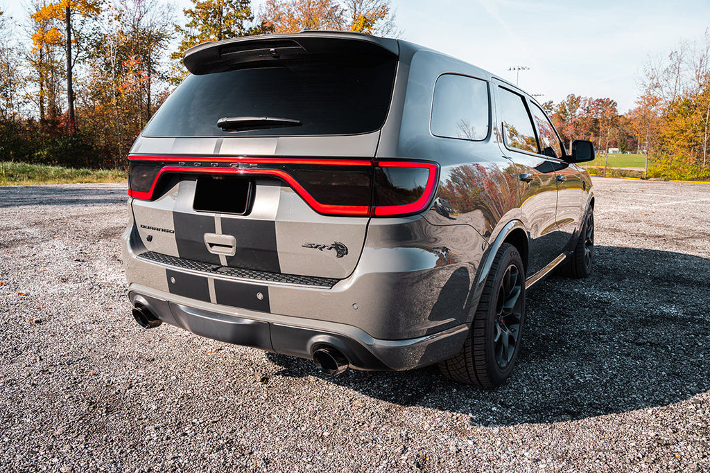 Corsa Performance 2.75 Inch Dual Rear Exit Cat-Back Exhaust System with Single 4.5 Inch Polished Pro Series Tips Sport Sound Level 21-24 Dodge Durango SRT Hellcat (21195)