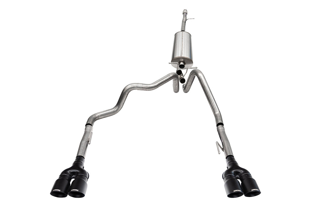 Corsa Performance 3.0 Inch - 2.5 Inch Cat-Back Dual Rear Exit Exhaust System with Twin 4.0 Inch Black Powder Coat Pro-Series Tips 19-24 Chevrolet Silverado/GMC Sierra 1500 5.3L 147.5 Inch Wheel Base (21199BPC)