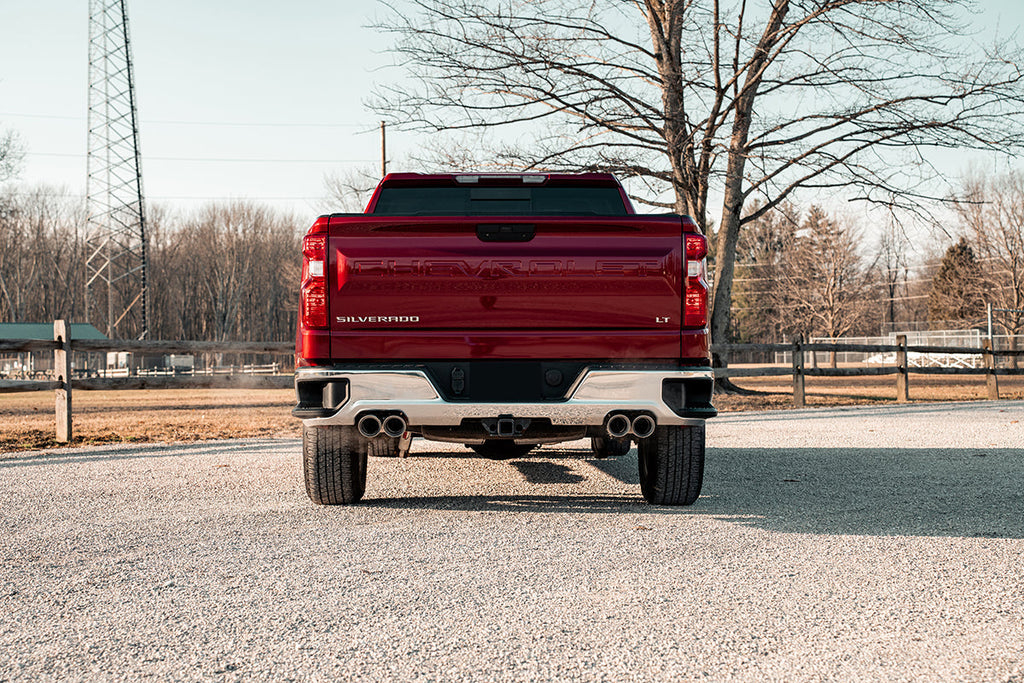 Corsa Performance 3.0 Inch-2.5 Inch Cat-Back Dual Rear Exit Exhaust System with Twin 4.0 Inch Polished Pro-Series Tips 19-24 Chevrolet Silverado/GMC Sierra 1500 147.5 Inch Wheel Base (21199)