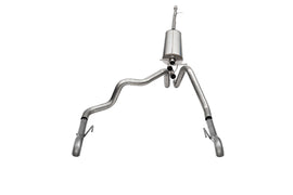 Corsa Performance 3.0 Inch Dual Rear Exit Cat-Back Exhaust System with Turndown Exhaust Tips, Includes Valve Simulator 22-25 Chevrolet Silverado ZR2/GMC Sierra AT4X 147.5 Inch Wheel Base (21239-1)