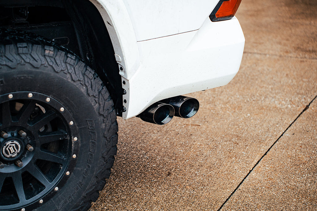 Corsa Performance 3 Inch Cat-Back Side Exit Exhaust System with Twin 4 Inch Black PVD Tips 22-25 Toyota Tundra 147.5 Inch/157.7 Inch Wheel Base (21245BLK)