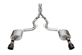 Corsa Performance 3.0 Inch Dual Rear Exit Cat-Back Exhaust System with 4.5 Inch Black PVD Pro Series Slash Tips Xtreme Sound Level 24-25 Ford Mustang GT Coupe (21250BLK)