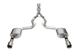 Corsa Performance 3.0 Inch Dual Rear Exit Cat-Back Exhaust System with 4.5 Inch Polished Straight Cut Tips Xtreme Sound Level 24-25 Ford Mustang GT Coupe (21251)