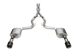 Corsa Performance 3.0 Inch Dual Rear Exit Cat-Back Exhaust System with 4.5 Inch Straight Cut Carbon Fiber Tips Xtreme Sound Level 24-25 Ford Mustang GT Coupe (21251CF)