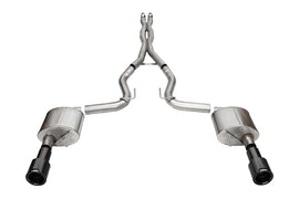 Corsa Performance 3.0 Inch Dual Rear Exit Cat-Back Exhaust System with 4.5 Inch Straight Cut Carbon Fiber Black Tips Xtreme Sound Level 24-25 Ford Mustang GT (21251CFBLK)